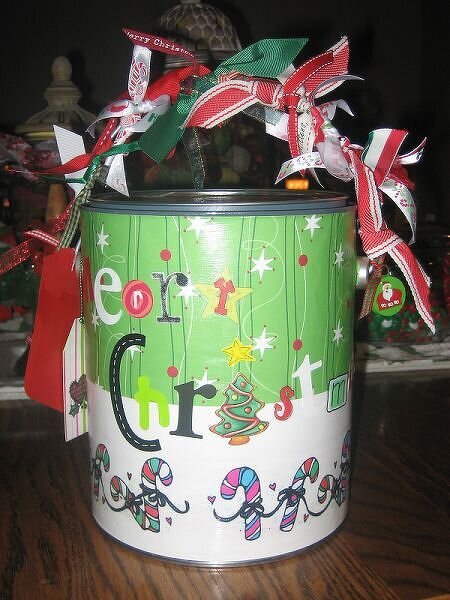 altered Christmas paint can
