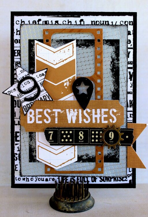 Best Wishes Card - Scrap Yard - Kaisercraft