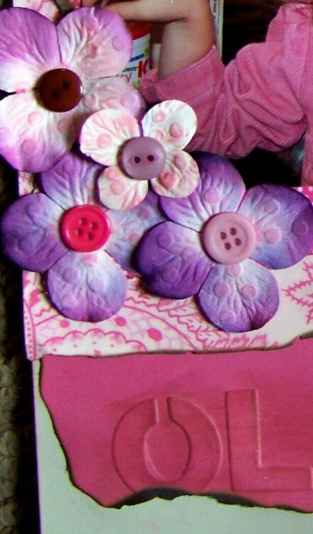 close-up of embossed flowers