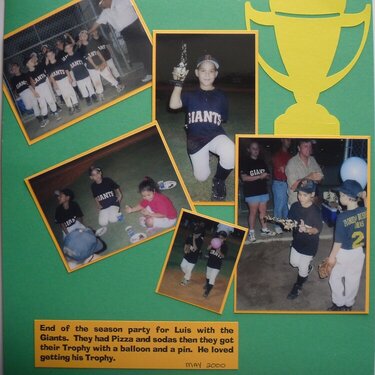 My DS baseball team in 2000 getting trophys
