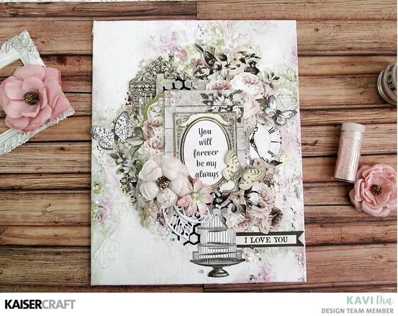 Mixed Media Canvas with Romantique