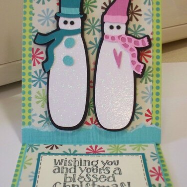 snowman and snowlady card *open*