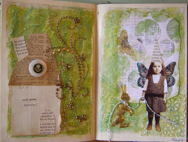 The Green Fairy art journal pages