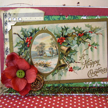 A Happy Christmas antique postcard Christmas card