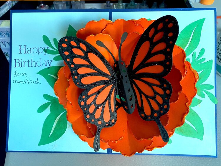 3D flower and butterfly card