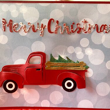 Merry Christmas. Red truck