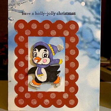 Skating penguin Christmas card