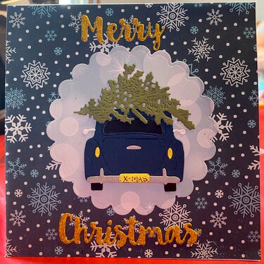 Merry Christmas car with tree