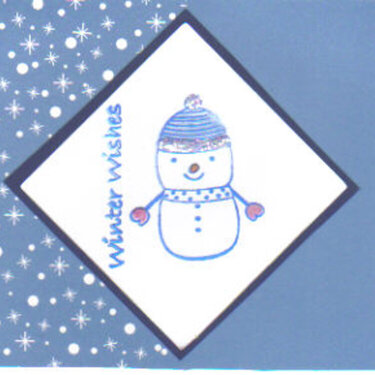 Blue Winter Wishes Snowdude Christmas Card