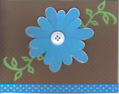 Blue and Brown Button Flower Card