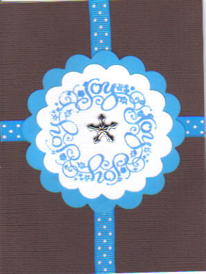 Brown and Blue JOY Christmas Card