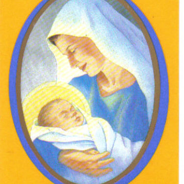 Blue and Gold Madonna Christmas Card