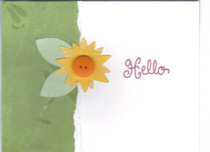 Green Sunflower Hello Card