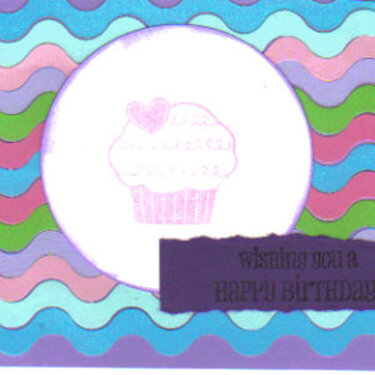 Wavy Pink Stamped Cupcake Birthday Card