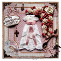 Baptism card with hand made christening robe