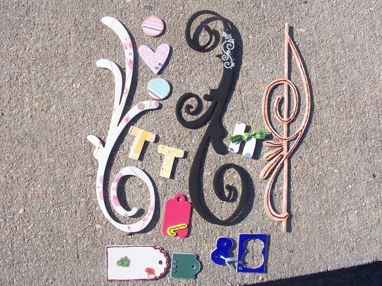 Chipboard Swap - Flourishes, Letters, Number, Shapes, Tags