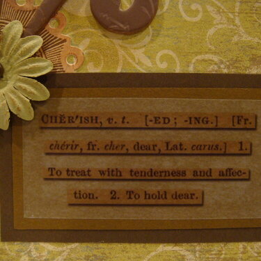 Close up of Cherish card