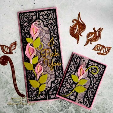 Amazing Paper Grace  Layered Fleur Bouquet Slimlines Collection - Cards