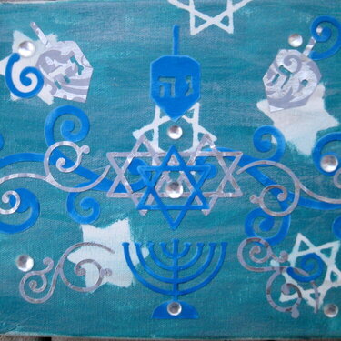 Hanukkah Altered canvas