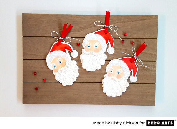 Paper Layering Santa Tags by Libby Hickson for Hero Arts