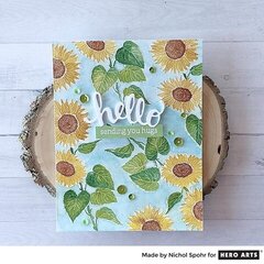 SUNFLOWER STEM BACKGROUND WITH LIQUID WATERCOLORS by Nichol Spohr