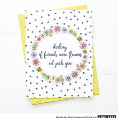 One Layer Floral Wreath Card