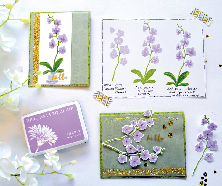 Hero Arts Color Layering Orchid Cards by Libby Hickson