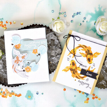 Inspiration featuring Hero Arts Color Layering Koi Ink, Stamp and Frame Cuts