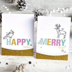 Happy Merry Origami Holiday Stamps