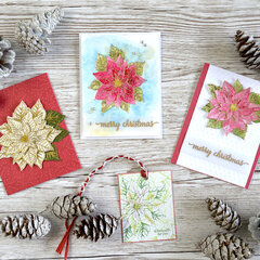 Merry Christmas Antique Poinsettia stamp and die from Hero Arts