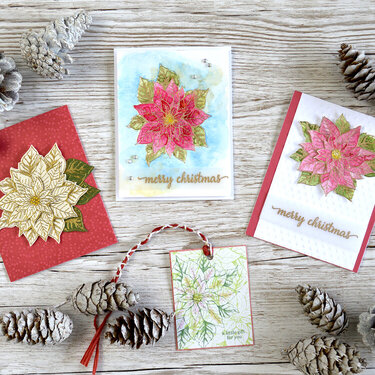 Merry Christmas Antique Poinsettia stamp and die from Hero Arts