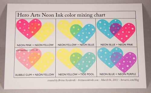 Hero Arts Neon Ink Color Mixing Chart