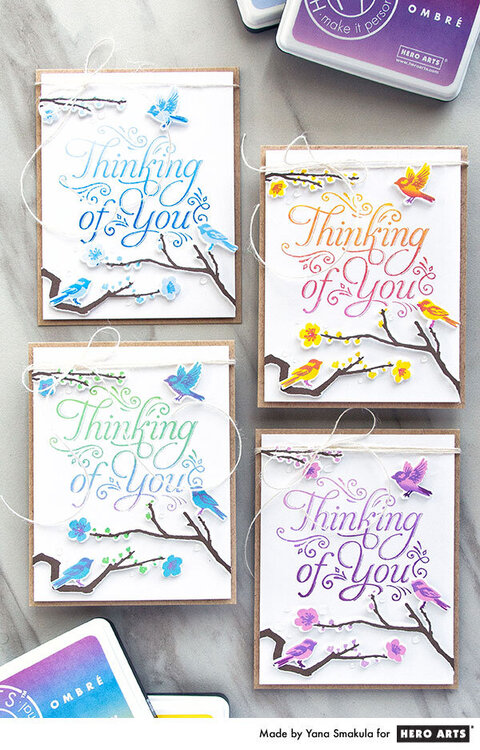 Quick Monochromatic Thinking of You Cards by Yana Smakula featuring Ombre Ink