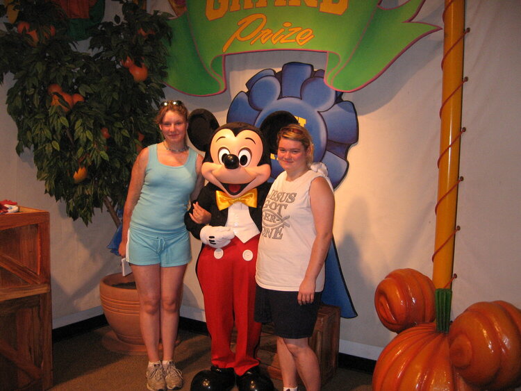 Nicole, Julie with Mickey Mouse