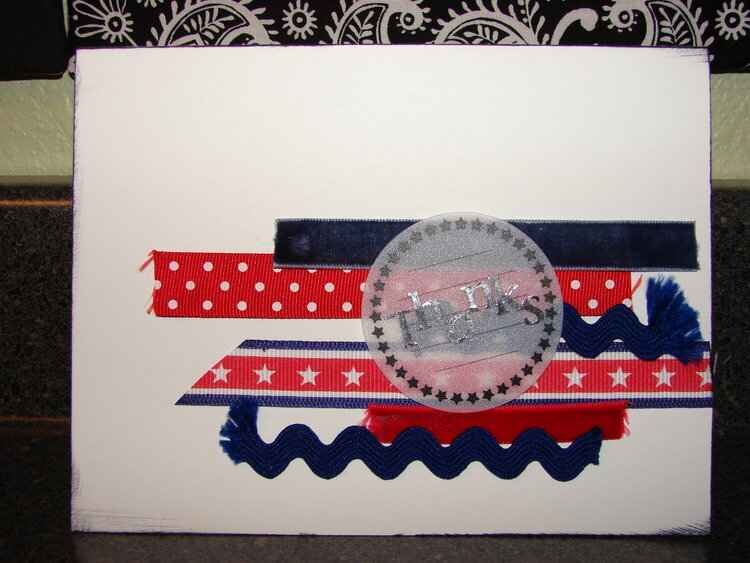 red, white, blue &amp; metallic thanks card