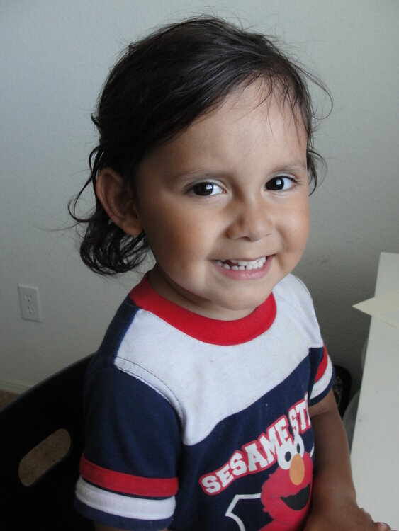 Aidan with his Elmo shirt