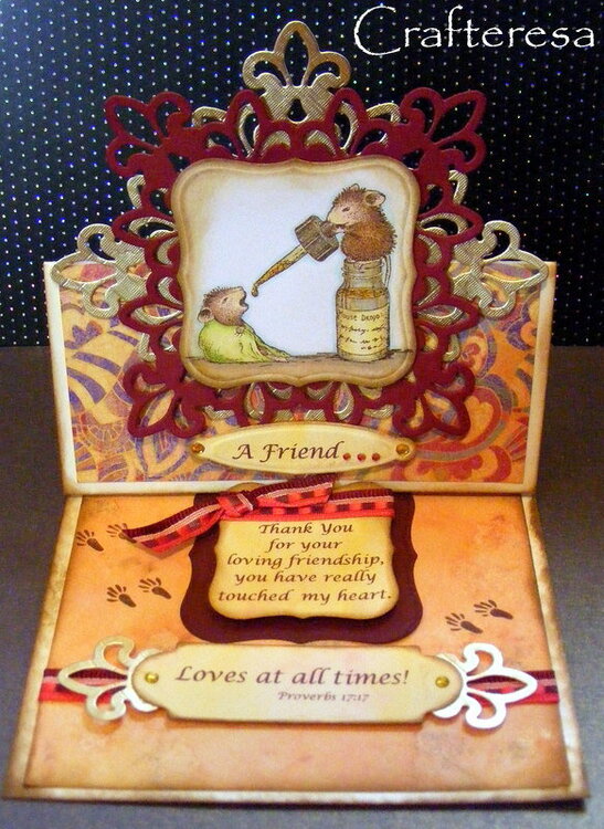 House Mouse easel card elegant frame very cute a friend loves at all times