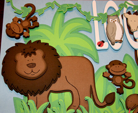 3D Jungle Picture - Lion &amp; Monkeys