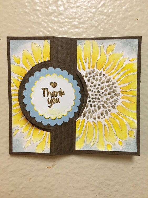 Sunflower Thank-You Card Opened