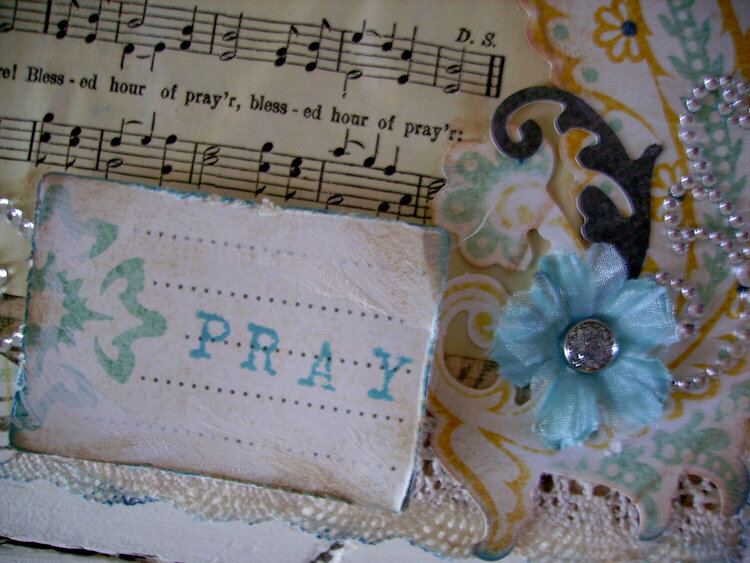 Closeup of Pray Altered Canvas