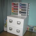 Cardstock and white cabinet.