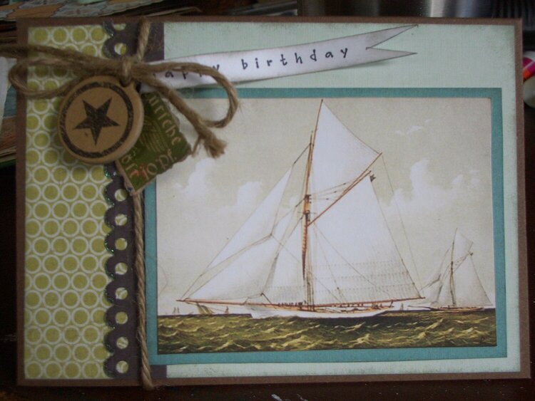 Vintage Sailboat Birthday Card