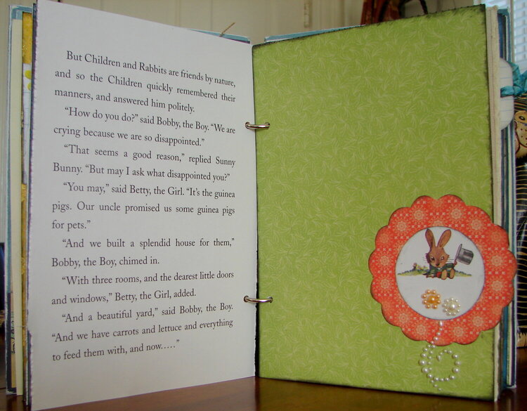 Altered Vintage Children&#039;s Book - Sunny Bunny - Inside Pages