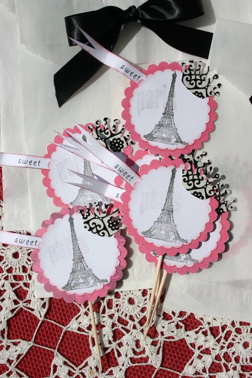 Paris Party Pack Cupcake Toppers