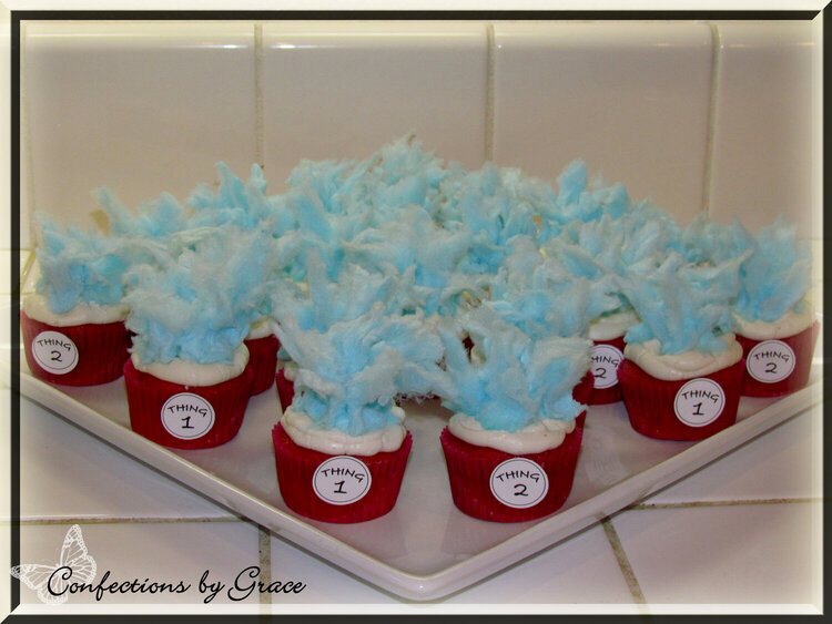 Thing 1 and Thing 2 cupcakes