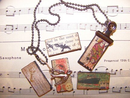 Altered Domino Pendant  set of 5 interchangeable