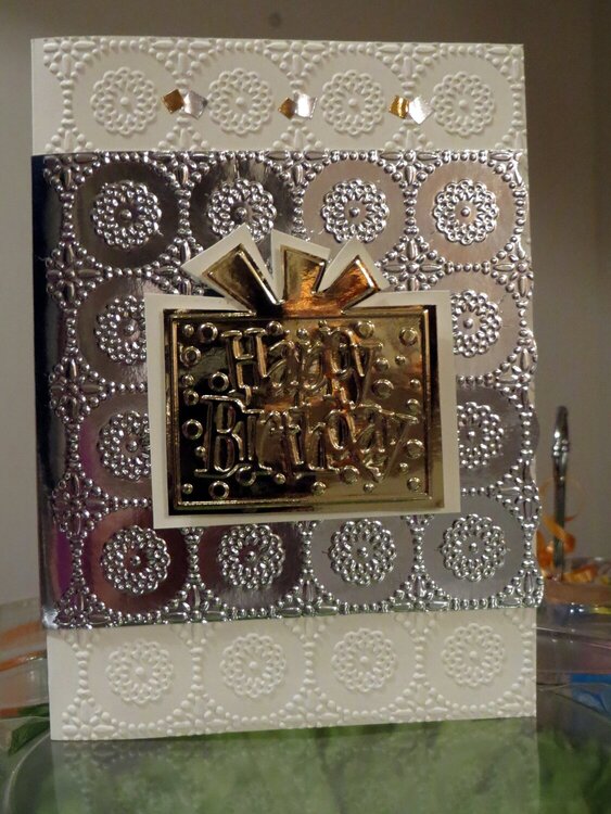 Ivory, Silver and Gold Birthday Card