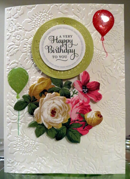 Ivory and Green Card w/Roses - Happy Birthday with Love