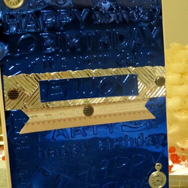 Royal Blue Mirror Foil Cardstock - Happy Birthday Embossing Folder