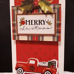 Christmas Holiday Card with Red Truck 